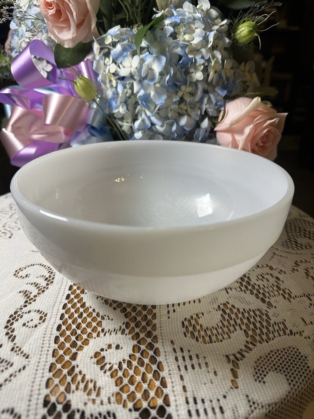Vintage Fire King Oven Ware White Milk Glass 7” Bowl